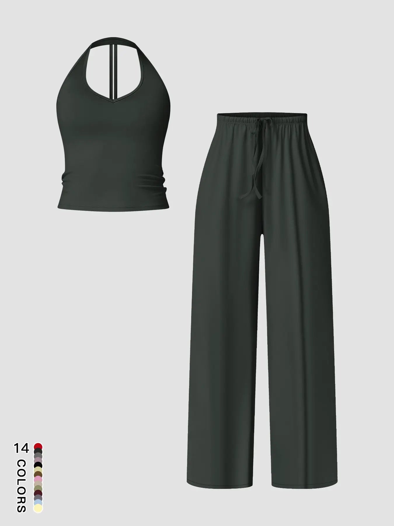 Women'S Quick-Dry Sports Tank Top, Casual High-Waisted Bell Bottoms, Comfortable Sporty, All-Season Plain Style