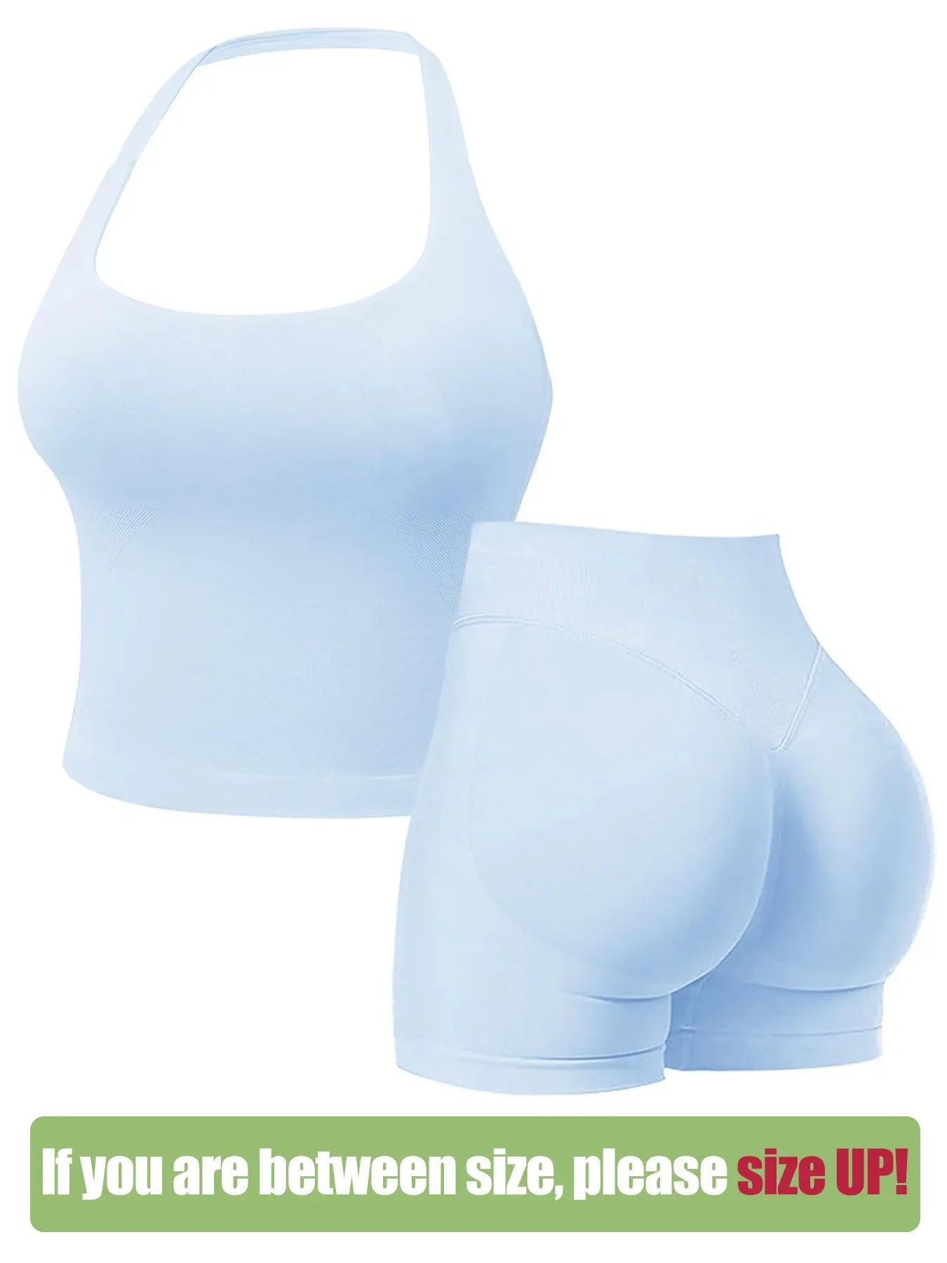 Two-Piece Set Women'S Solid Color Halter Top & High Waist Shorts Sports Set, Sporty Breathable Quick Drying Outfits for Yoga Gym Workout Running, Ladies Sportswear for Summer, Quick Dry Activewear
