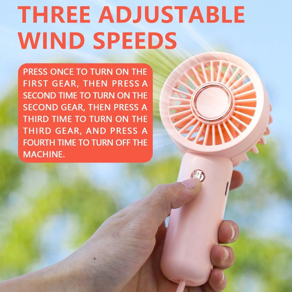 Portable Handheld Fan, Handheld Cooling Fan, 1 Count USB Rechargeable 3-Speed Mini Fan, Small Personal Fan for Women'S Makeup, Student Carry Fan, Outdoor, Travel, Office and Bedroom