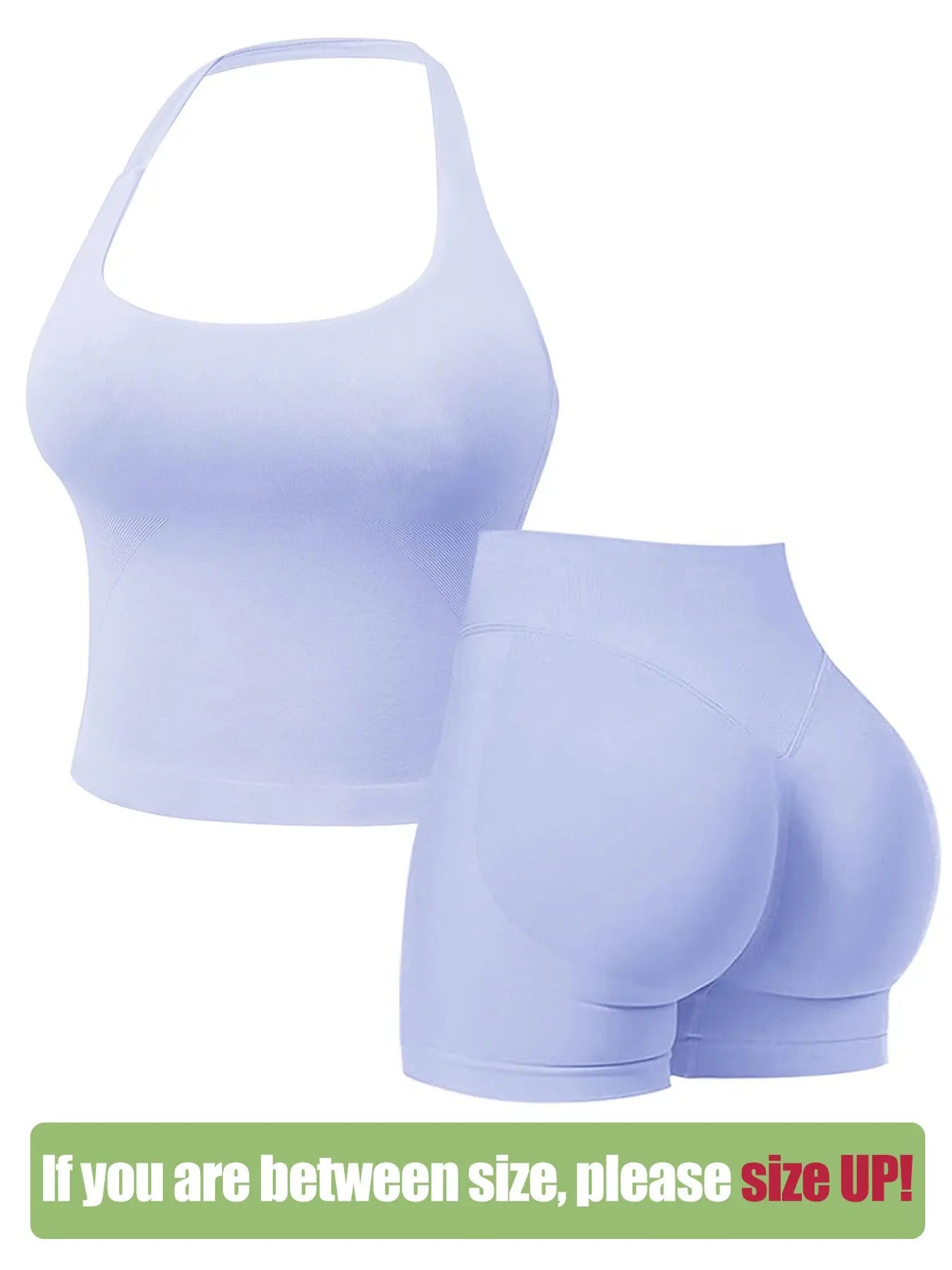 Two-Piece Set Women'S Solid Color Halter Top & High Waist Shorts Sports Set, Sporty Breathable Quick Drying Outfits for Yoga Gym Workout Running, Ladies Sportswear for Summer, Quick Dry Activewear