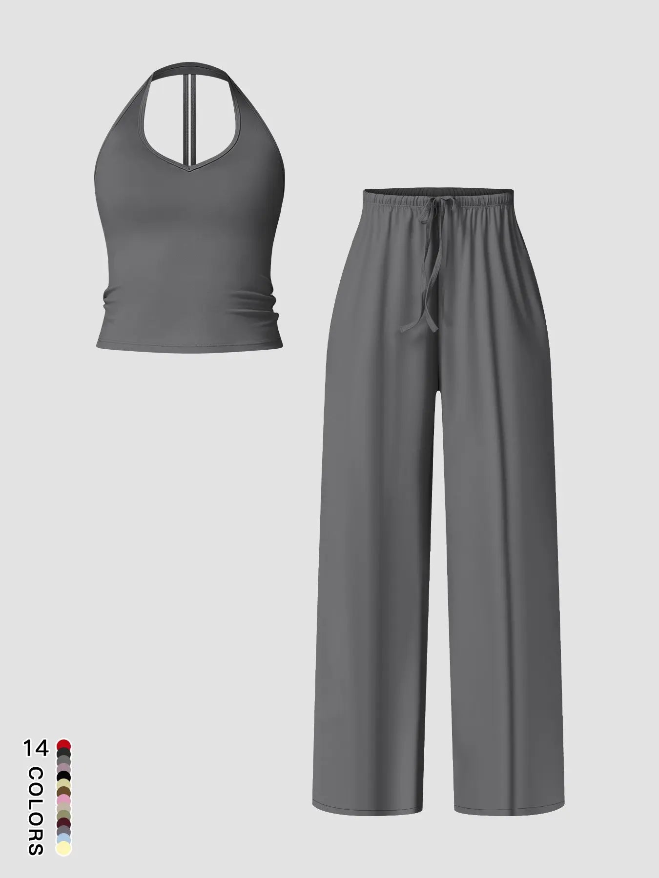 Women'S Quick-Dry Sports Tank Top, Casual High-Waisted Bell Bottoms, Comfortable Sporty, All-Season Plain Style