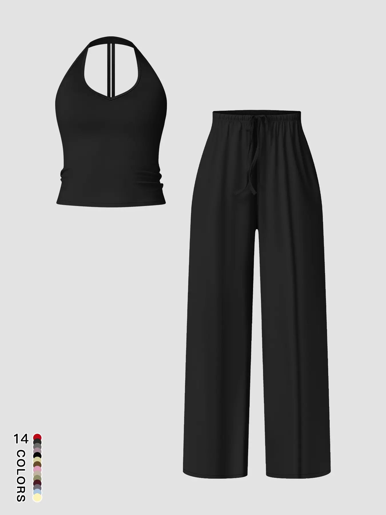 Women'S Quick-Dry Sports Tank Top, Casual High-Waisted Bell Bottoms, Comfortable Sporty, All-Season Plain Style