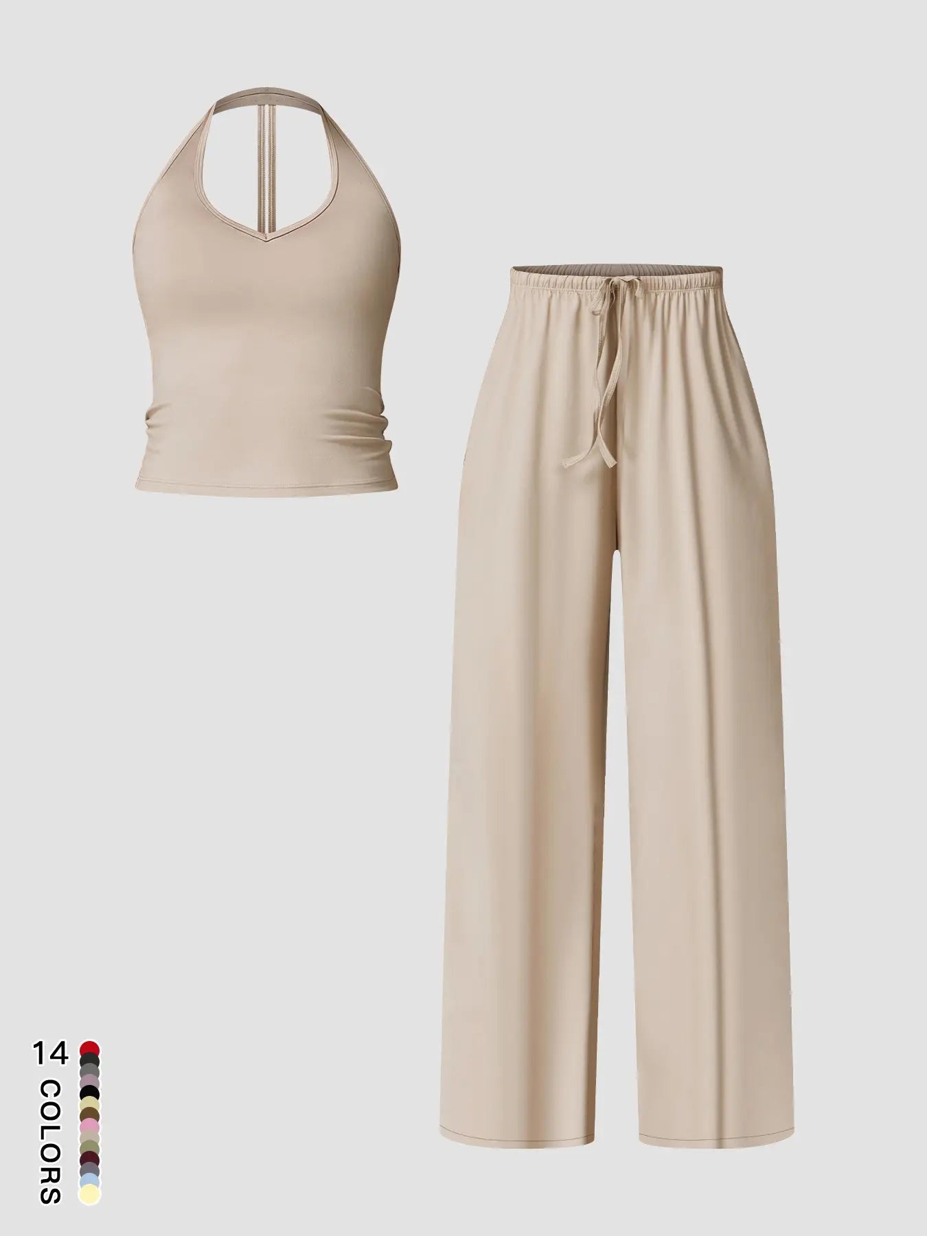 Women'S Quick-Dry Sports Tank Top, Casual High-Waisted Bell Bottoms, Comfortable Sporty, All-Season Plain Style