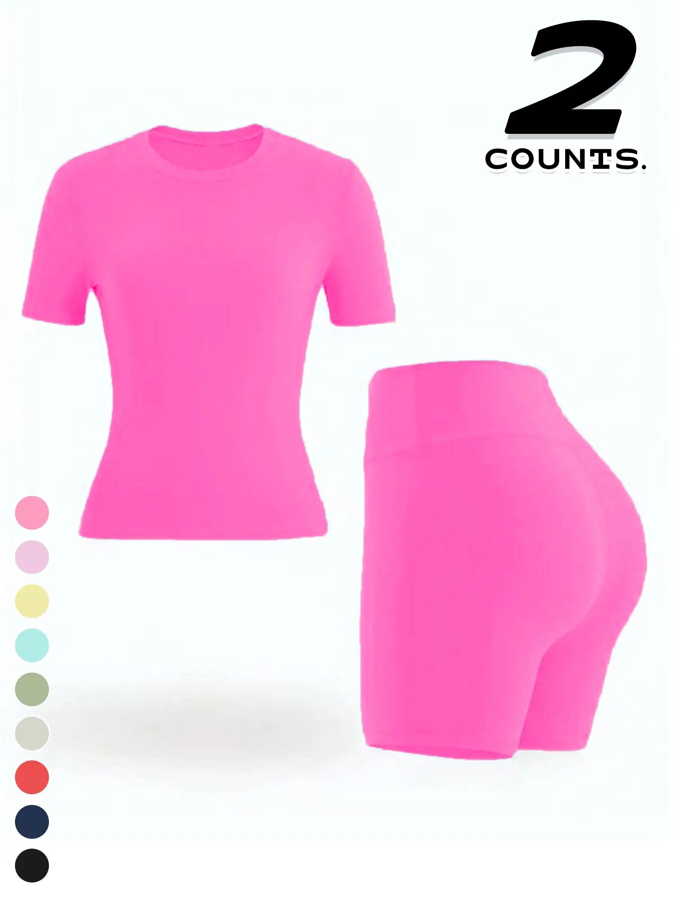 New Women'S Sportswear Set Short Sleeve Top + Shorts Combo, Activewear Clothing, Athletic Wear, Gym Clothes Workout, Gym Sets, Slim-Fitting Summer for Yoga, Gym, Outdoor Sports, Casual Wear