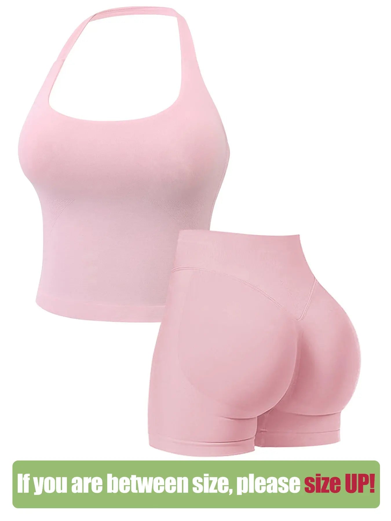 Two-Piece Set Women'S Solid Color Halter Top & High Waist Shorts Sports Set, Sporty Breathable Quick Drying Outfits for Yoga Gym Workout Running, Ladies Sportswear for Summer, Quick Dry Activewear