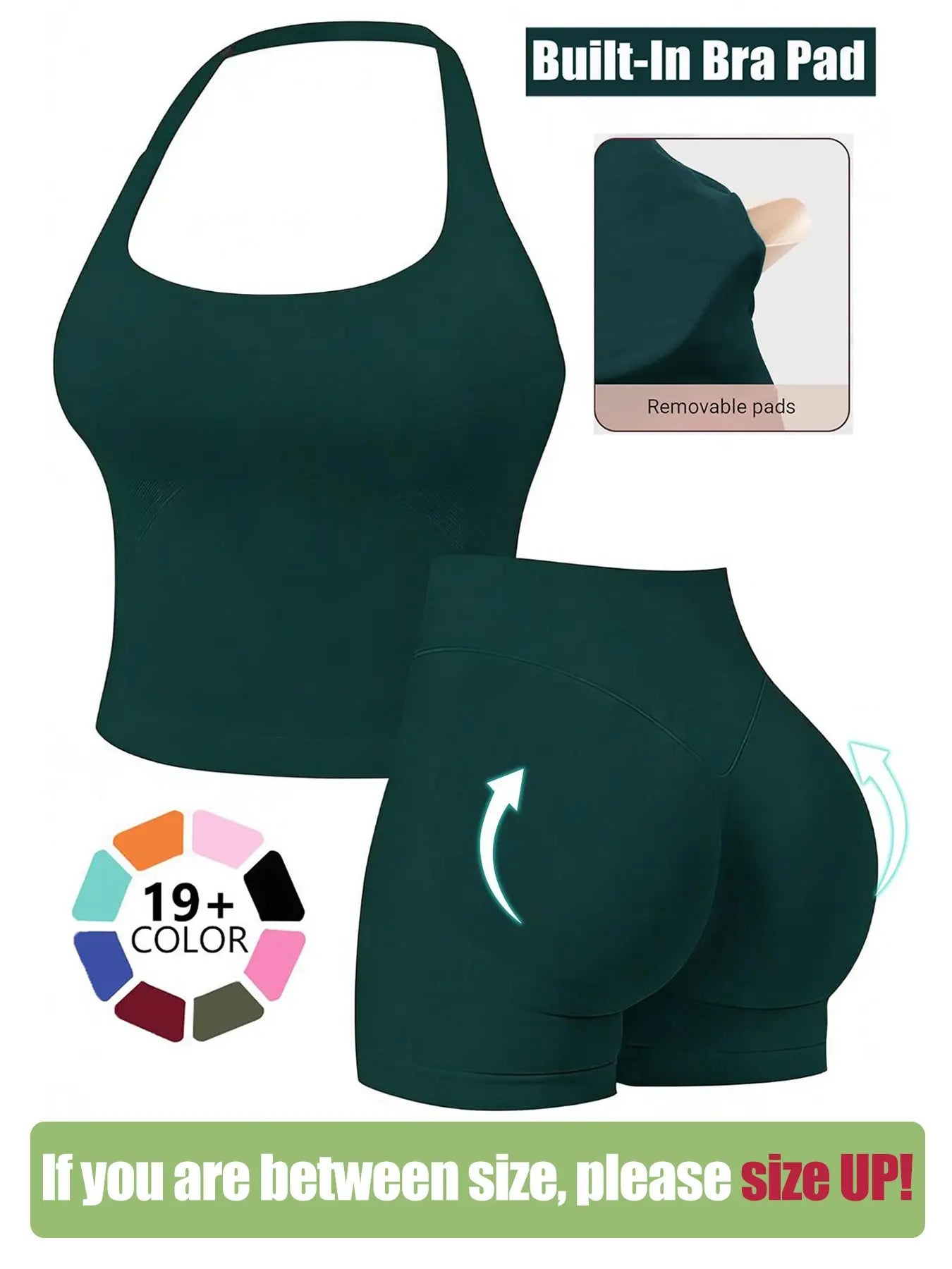 Two-Piece Set Women'S Solid Color Halter Top & High Waist Shorts Sports Set, Sporty Breathable Quick Drying Outfits for Yoga Gym Workout Running, Ladies Sportswear for Summer, Quick Dry Activewear