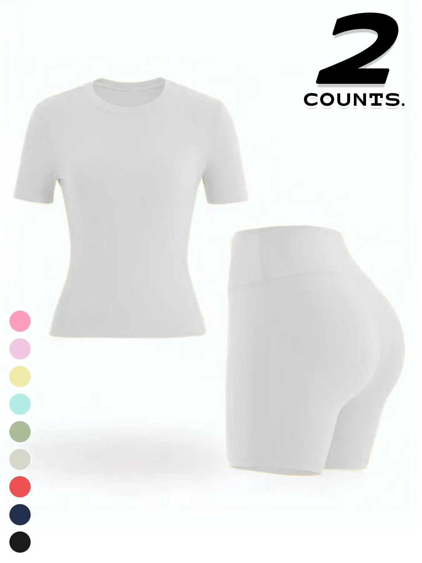 New Women'S Sportswear Set Short Sleeve Top + Shorts Combo, Activewear Clothing, Athletic Wear, Gym Clothes Workout, Gym Sets, Slim-Fitting Summer for Yoga, Gym, Outdoor Sports, Casual Wear