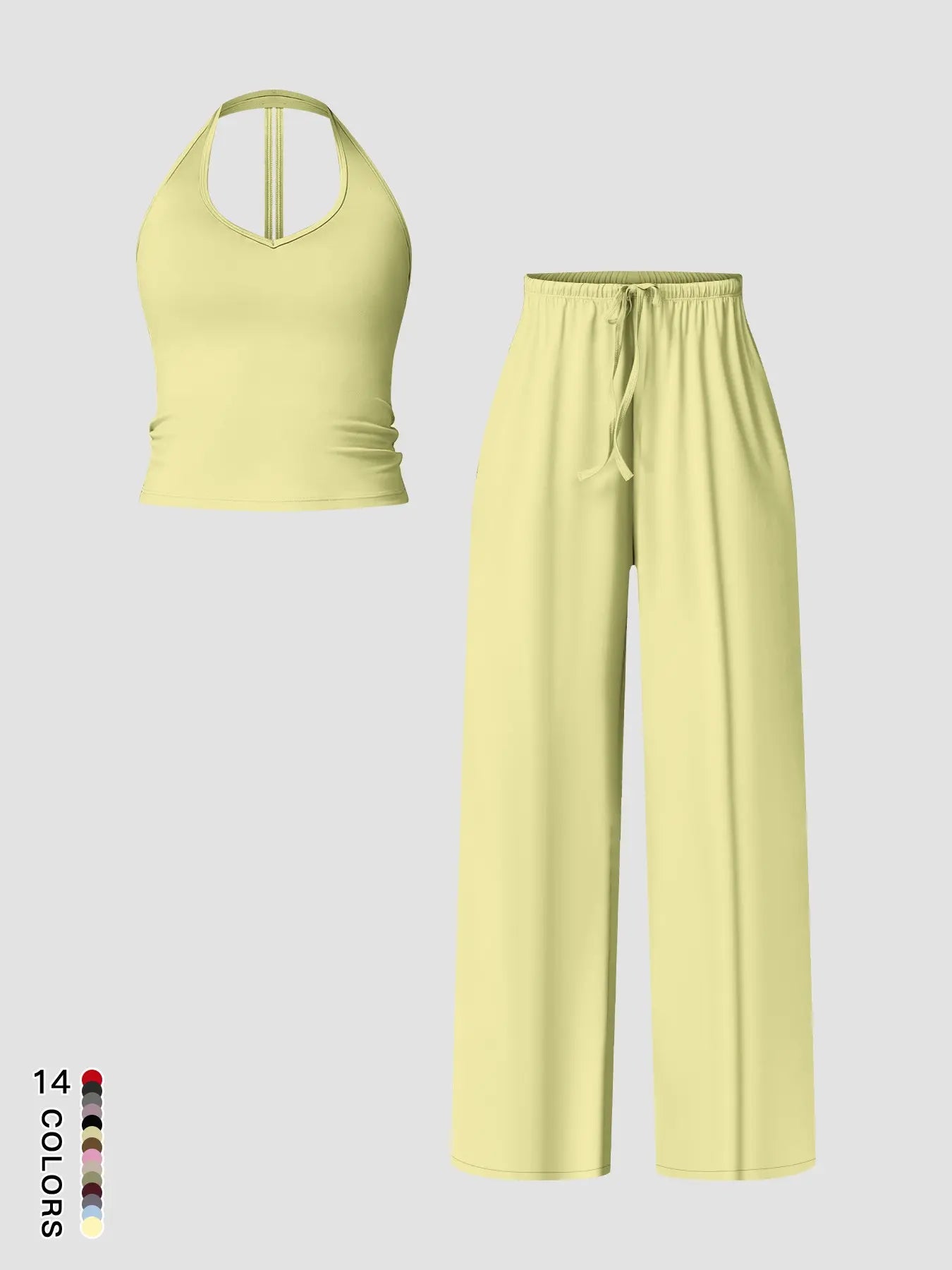 Women'S Quick-Dry Sports Tank Top, Casual High-Waisted Bell Bottoms, Comfortable Sporty, All-Season Plain Style
