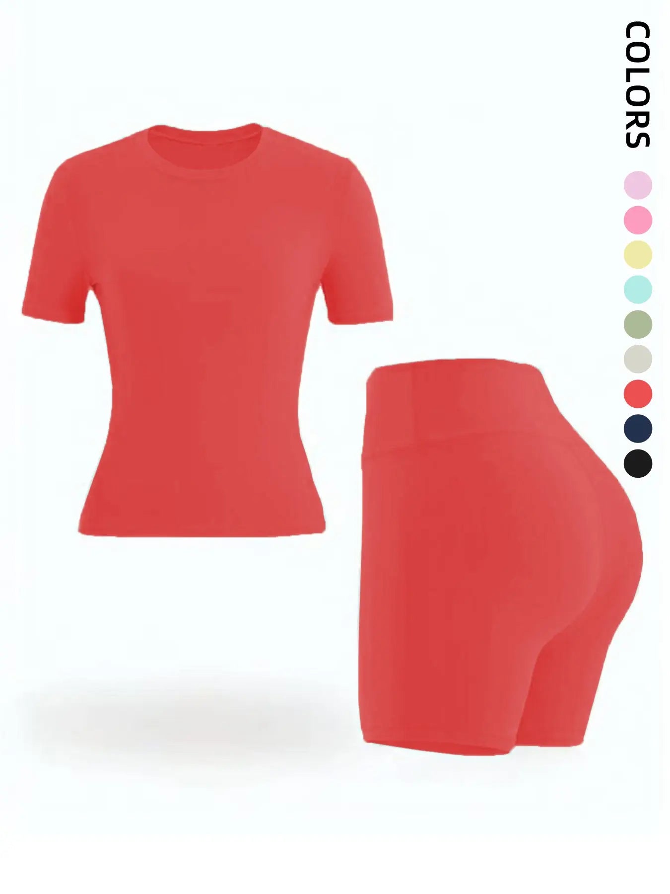 New Women'S Sportswear Set Short Sleeve Top + Shorts Combo, Activewear Clothing, Athletic Wear, Gym Clothes Workout, Gym Sets, Slim-Fitting Summer for Yoga, Gym, Outdoor Sports, Casual Wear