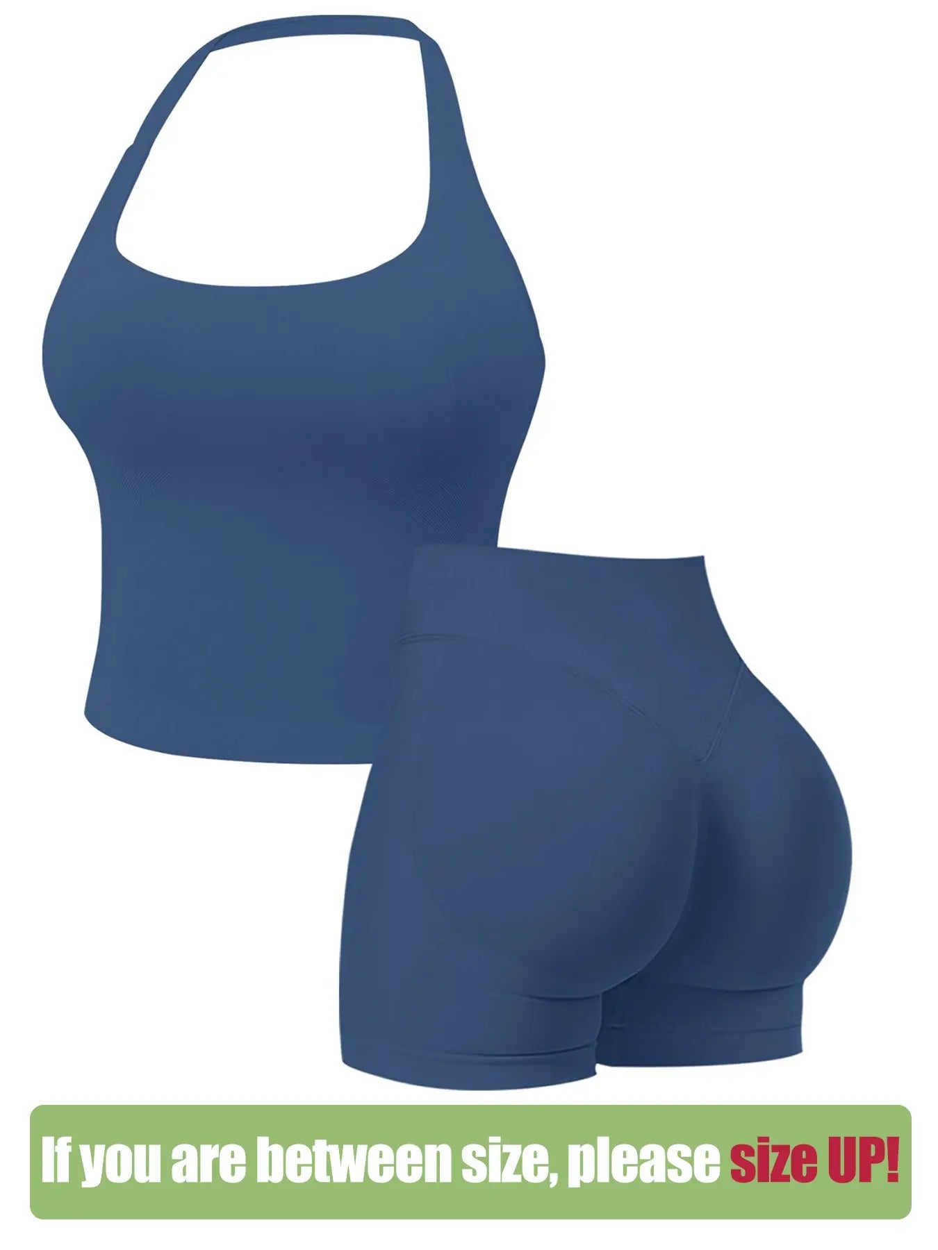 Two-Piece Set Women'S Solid Color Halter Top & High Waist Shorts Sports Set, Sporty Breathable Quick Drying Outfits for Yoga Gym Workout Running, Ladies Sportswear for Summer, Quick Dry Activewear
