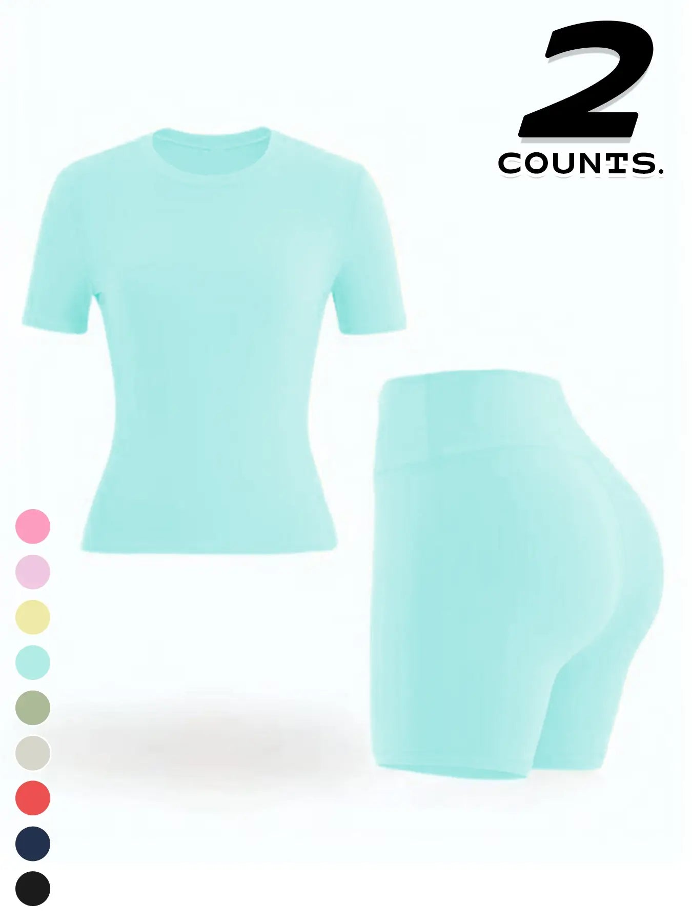 New Women'S Sportswear Set Short Sleeve Top + Shorts Combo, Activewear Clothing, Athletic Wear, Gym Clothes Workout, Gym Sets, Slim-Fitting Summer for Yoga, Gym, Outdoor Sports, Casual Wear