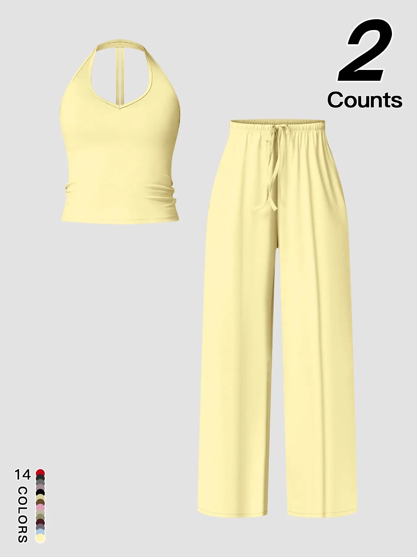 Women'S Quick-Dry Sports Tank Top, Casual High-Waisted Bell Bottoms, Comfortable Sporty, All-Season Plain Style