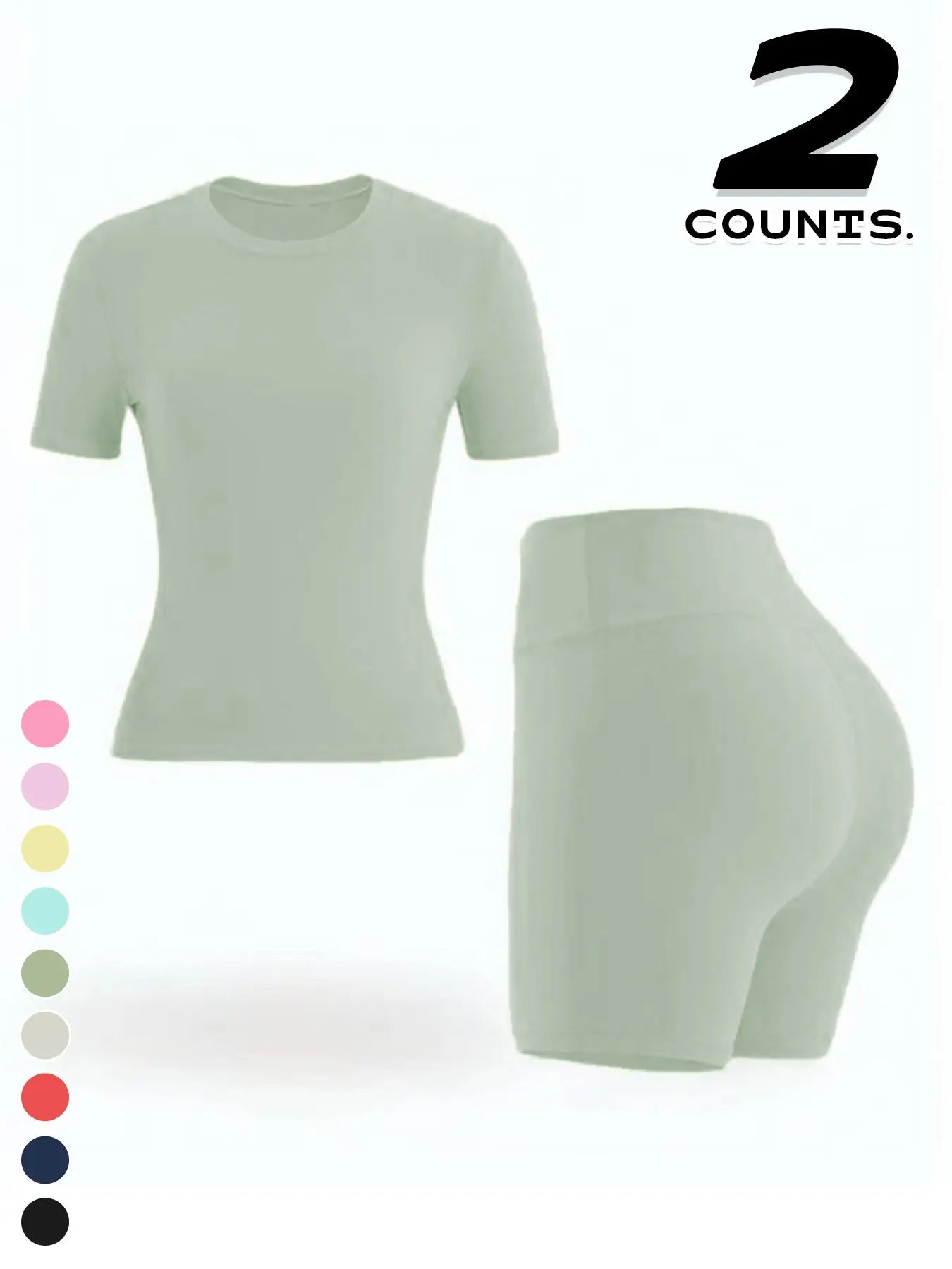New Women'S Sportswear Set Short Sleeve Top + Shorts Combo, Activewear Clothing, Athletic Wear, Gym Clothes Workout, Gym Sets, Slim-Fitting Summer for Yoga, Gym, Outdoor Sports, Casual Wear