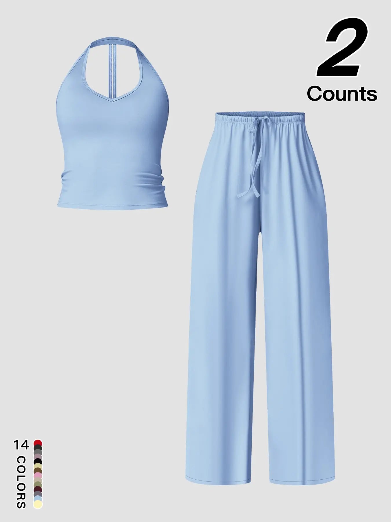 Women'S Quick-Dry Sports Tank Top, Casual High-Waisted Bell Bottoms, Comfortable Sporty, All-Season Plain Style