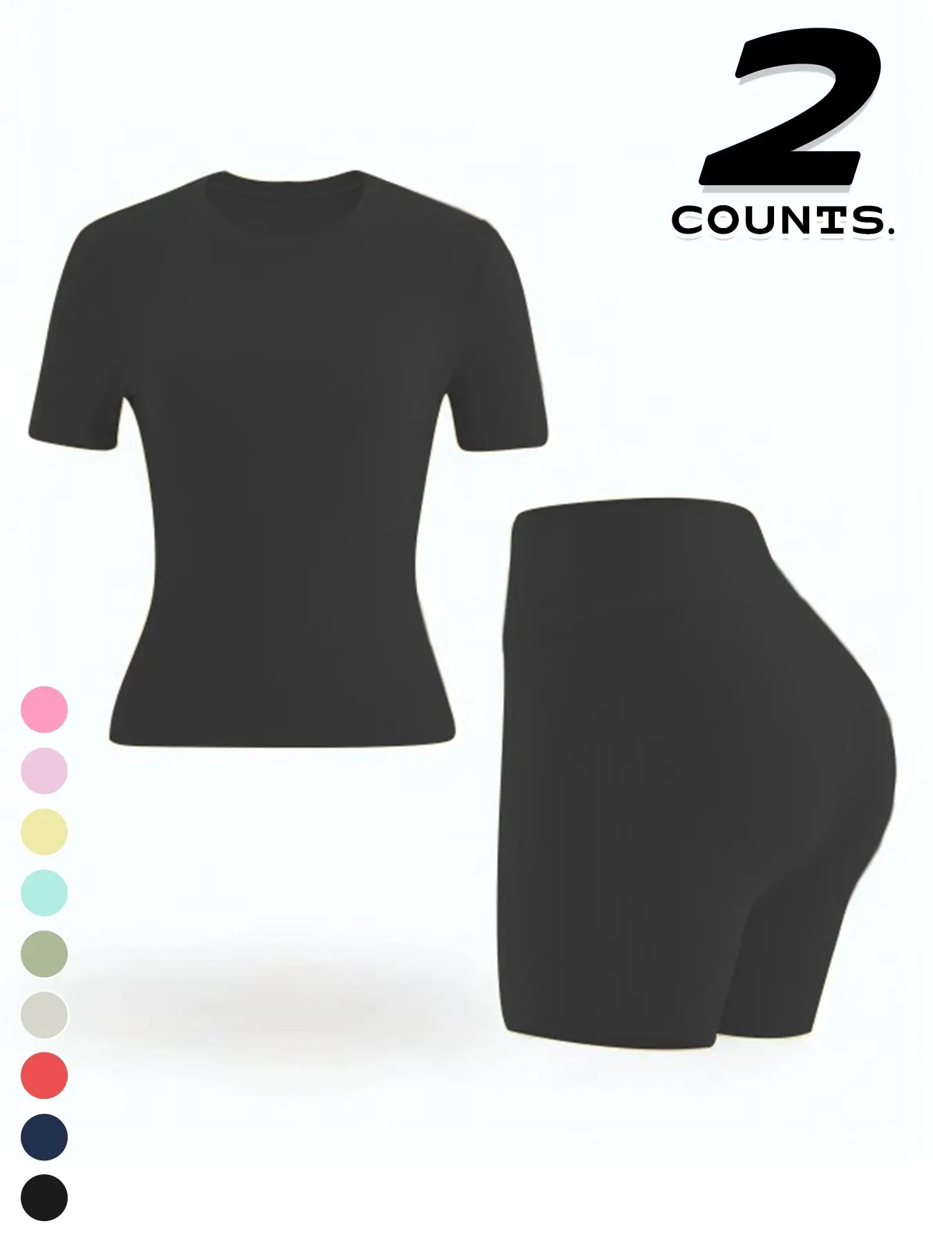 New Women'S Sportswear Set Short Sleeve Top + Shorts Combo, Activewear Clothing, Athletic Wear, Gym Clothes Workout, Gym Sets, Slim-Fitting Summer for Yoga, Gym, Outdoor Sports, Casual Wear