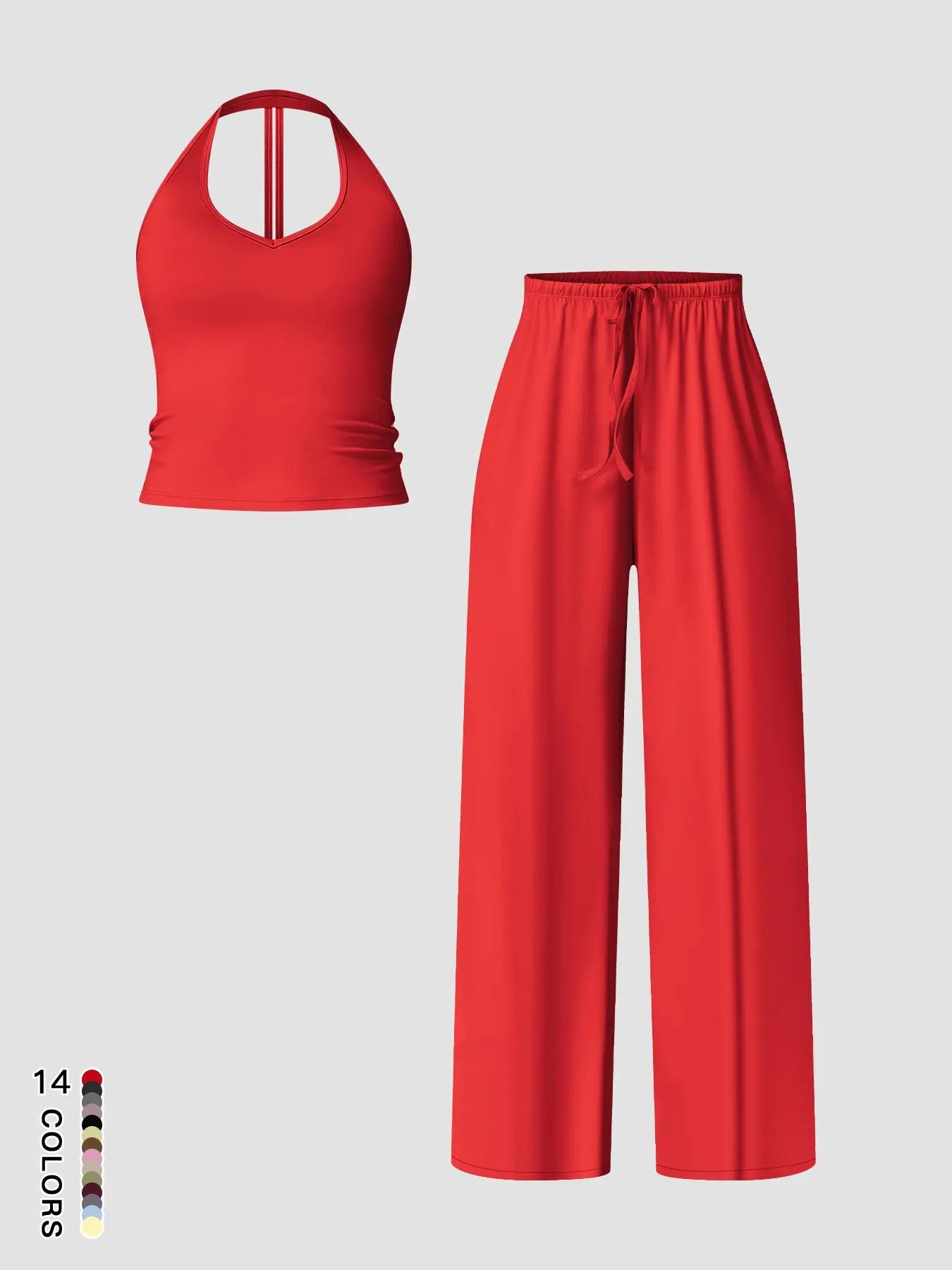 Women'S Quick-Dry Sports Tank Top, Casual High-Waisted Bell Bottoms, Comfortable Sporty, All-Season Plain Style