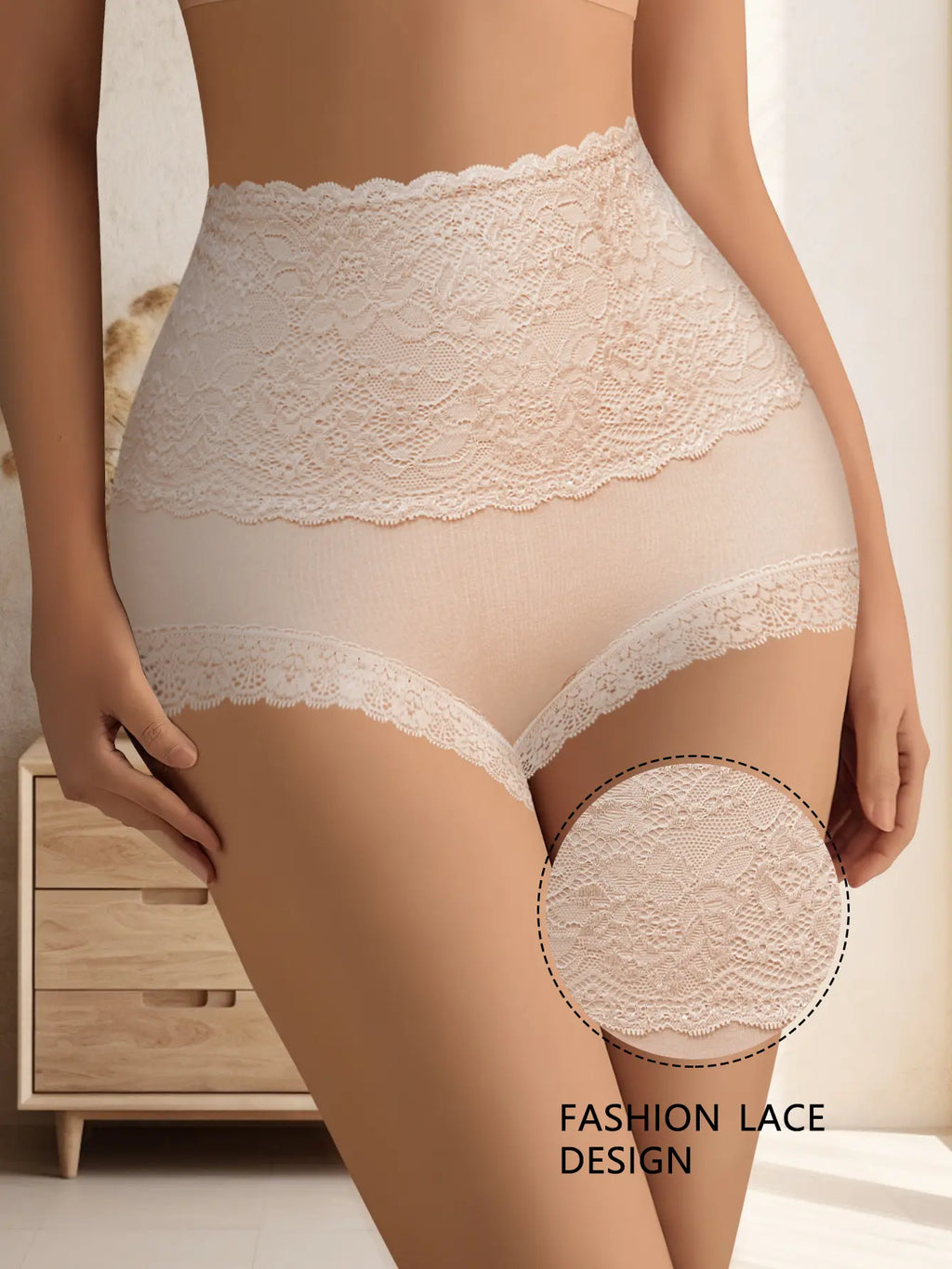 QUASTI 6 Piece Women'S High Waist Briefs, Lace Style Cotton Comfortable & Breathable Underwear, Hip Lifting Fashionable Design, Suitable for Women'S Daily Life