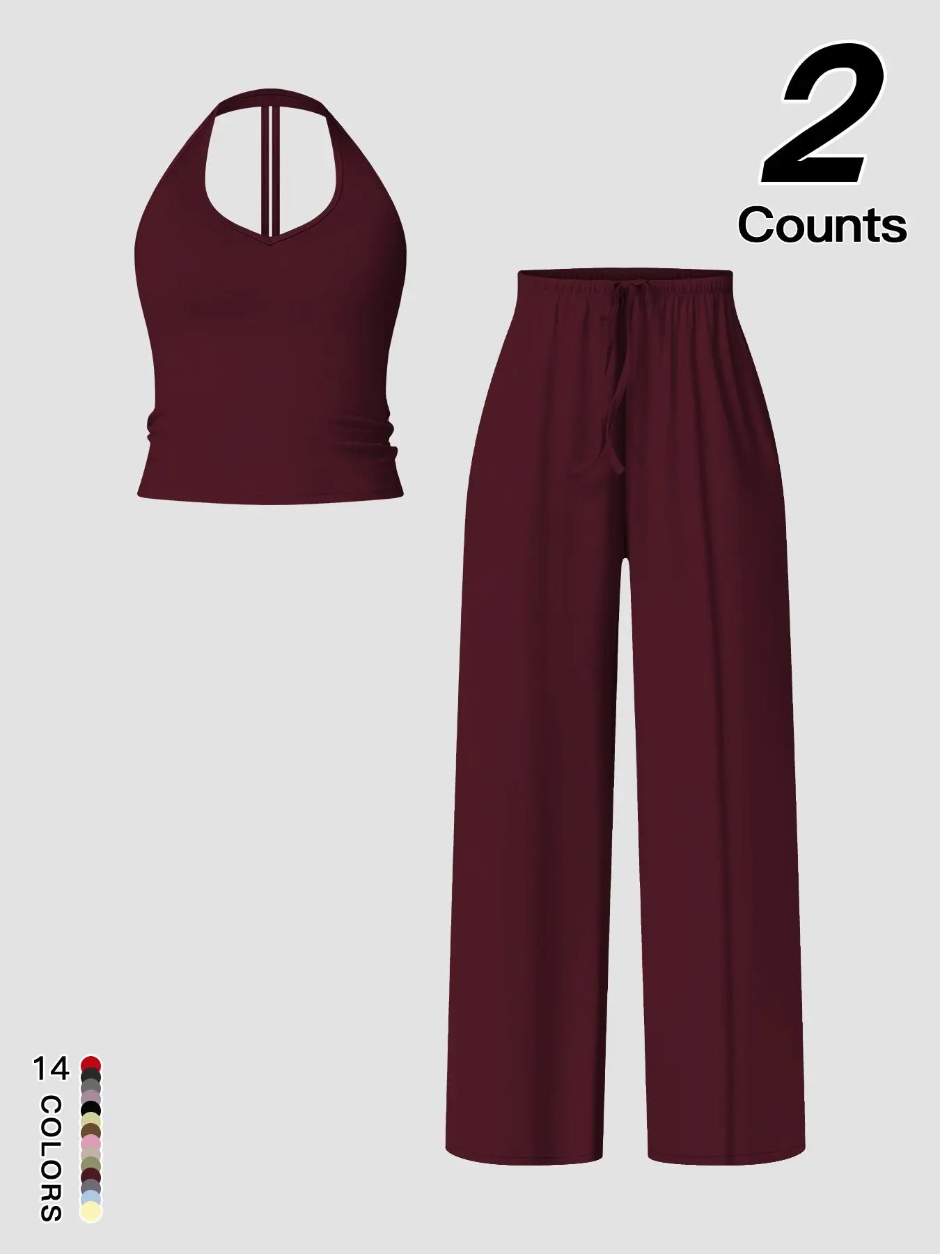 Women'S Quick-Dry Sports Tank Top, Casual High-Waisted Bell Bottoms, Comfortable Sporty, All-Season Plain Style