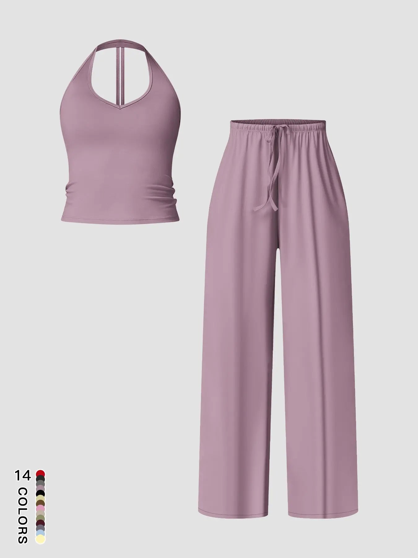 Women'S Quick-Dry Sports Tank Top, Casual High-Waisted Bell Bottoms, Comfortable Sporty, All-Season Plain Style