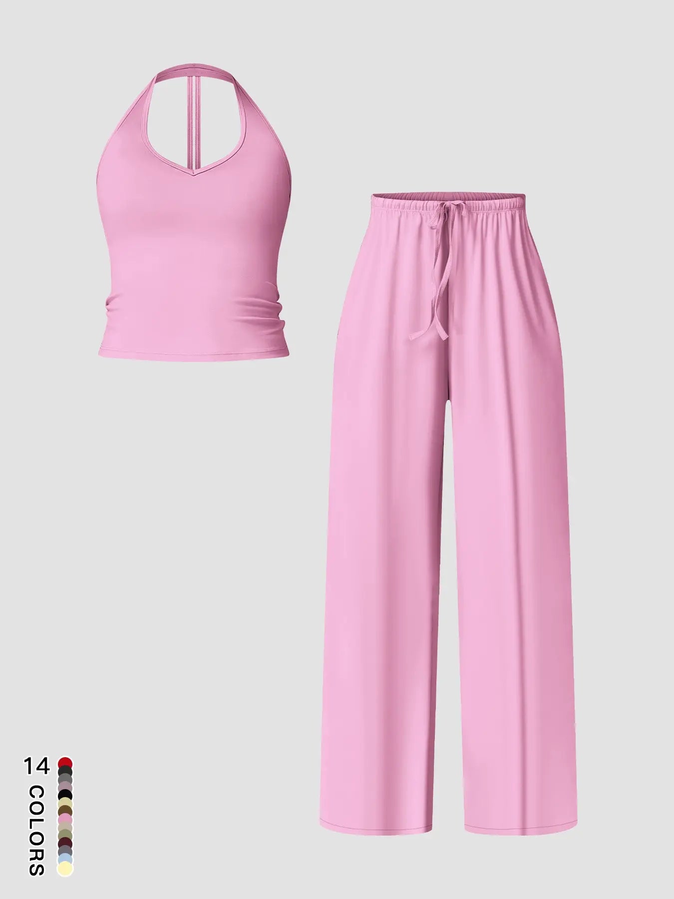 Women'S Quick-Dry Sports Tank Top, Casual High-Waisted Bell Bottoms, Comfortable Sporty, All-Season Plain Style