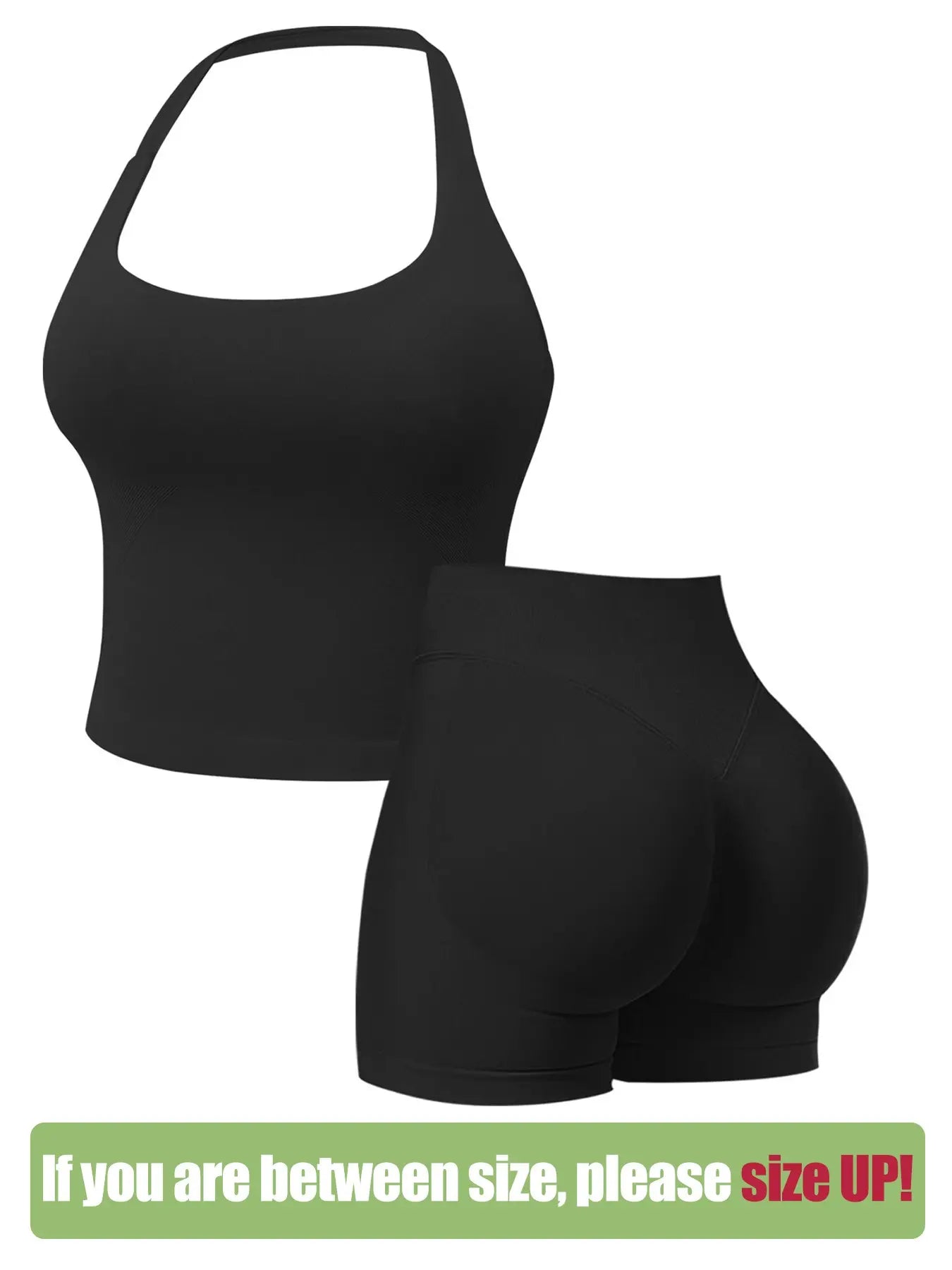Two-Piece Set Women'S Solid Color Halter Top & High Waist Shorts Sports Set, Sporty Breathable Quick Drying Outfits for Yoga Gym Workout Running, Ladies Sportswear for Summer, Quick Dry Activewear