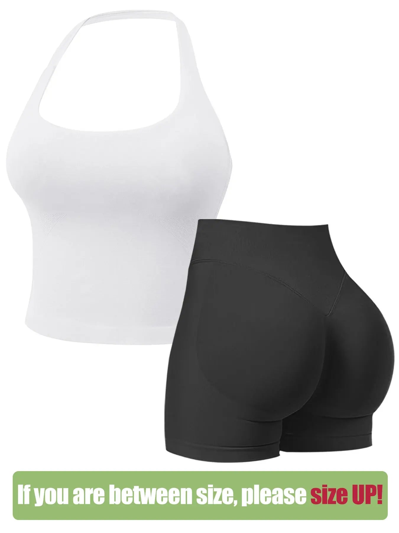Two-Piece Set Women'S Solid Color Halter Top & High Waist Shorts Sports Set, Sporty Breathable Quick Drying Outfits for Yoga Gym Workout Running, Ladies Sportswear for Summer, Quick Dry Activewear