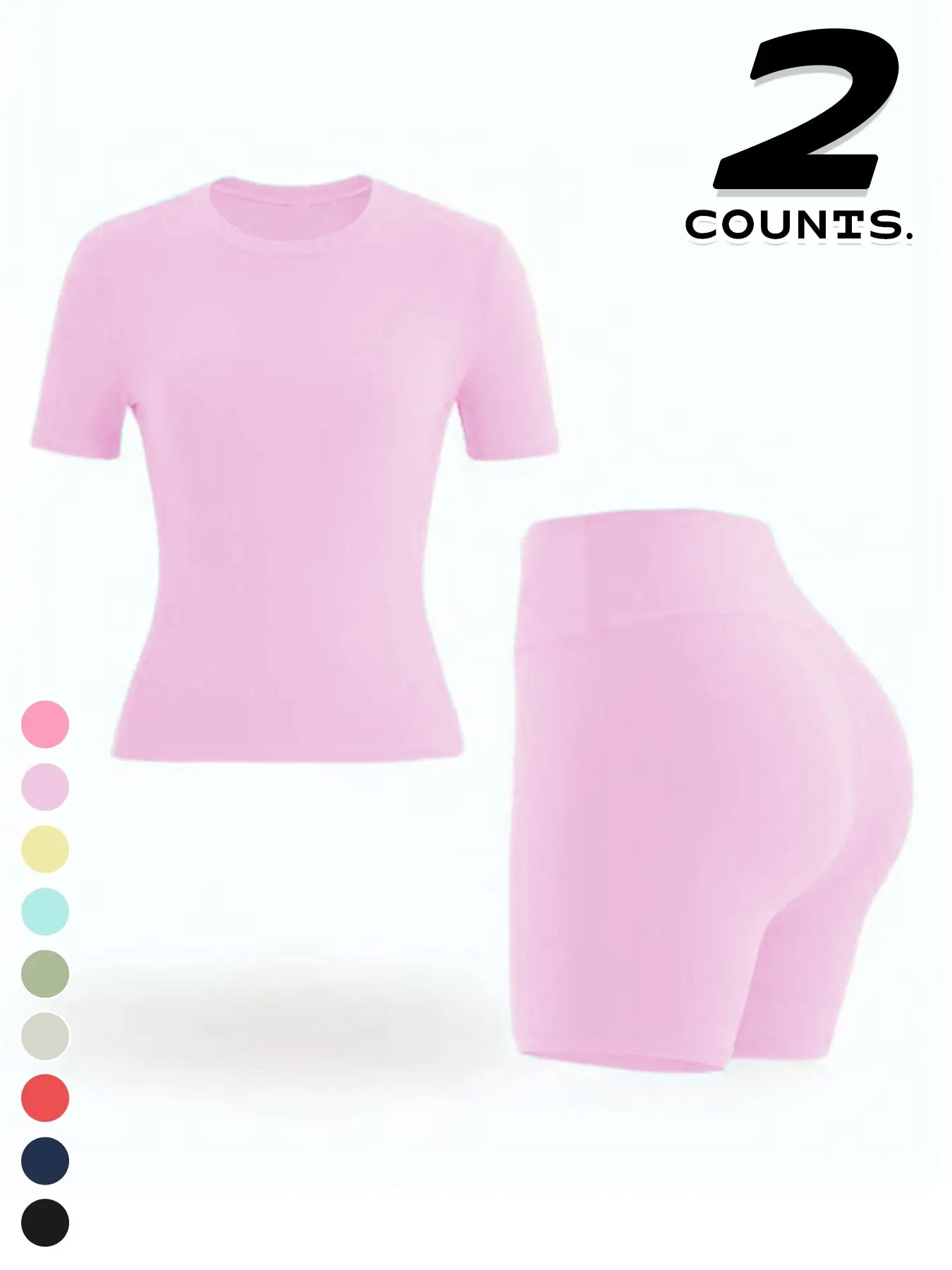 New Women'S Sportswear Set Short Sleeve Top + Shorts Combo, Activewear Clothing, Athletic Wear, Gym Clothes Workout, Gym Sets, Slim-Fitting Summer for Yoga, Gym, Outdoor Sports, Casual Wear