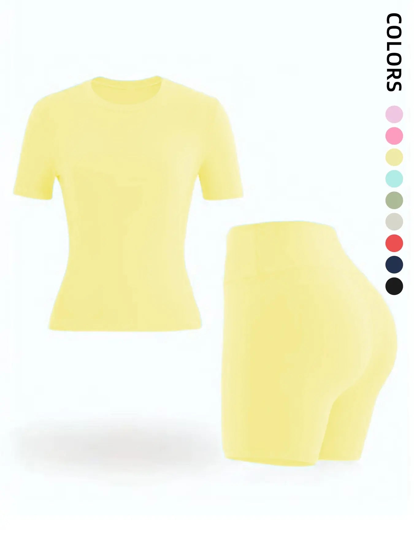 New Women'S Sportswear Set Short Sleeve Top + Shorts Combo, Activewear Clothing, Athletic Wear, Gym Clothes Workout, Gym Sets, Slim-Fitting Summer for Yoga, Gym, Outdoor Sports, Casual Wear