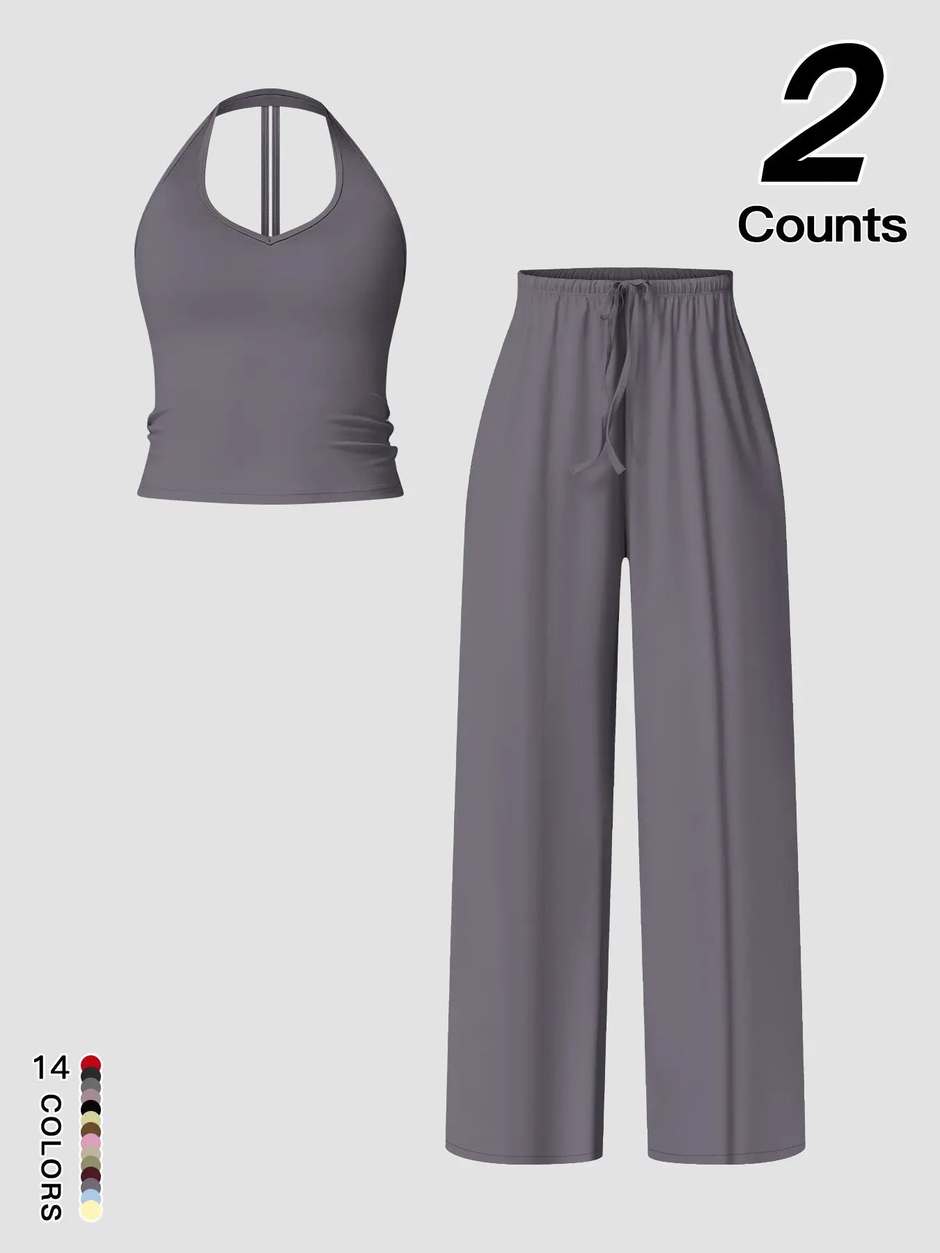 Women'S Quick-Dry Sports Tank Top, Casual High-Waisted Bell Bottoms, Comfortable Sporty, All-Season Plain Style